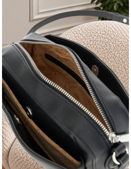 Camera Bag Nera Effetto Saffiano con Tasca | CaféNoir