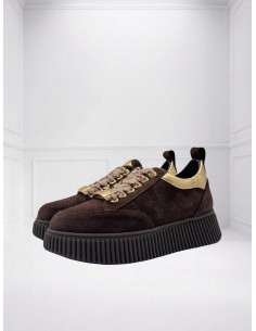 Sneakers Grenoble Moro con Platform e Dettagli Oro -...