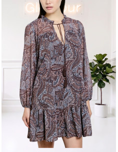 Abito Corto Donna Fantasia Paisley Moka - Two Way