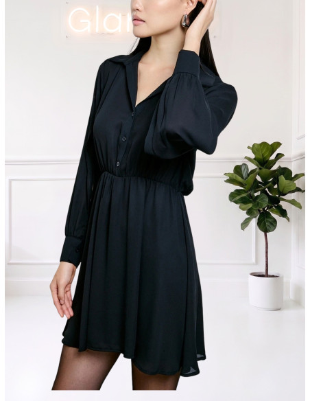 Abito camicia con cut out NERO