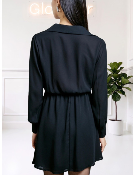 Abito Camicia Corto Nero con Cut Out | Two Way