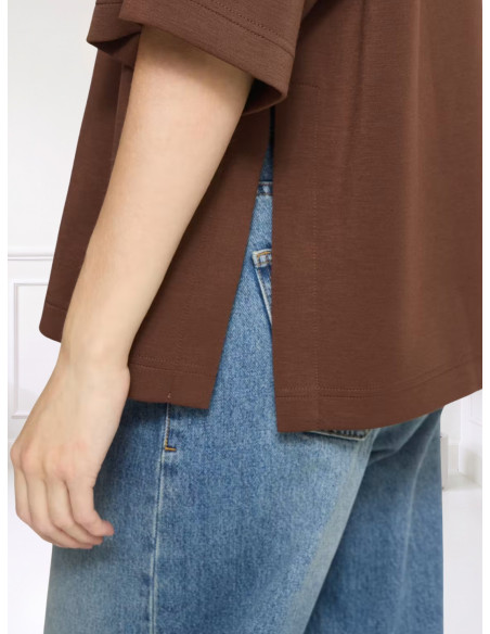T-Shirt Oversize Caffè con Spacchi Laterali | Ichi