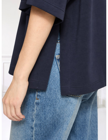 T-Shirt Oversize Blu con Spacchi Laterali | Ichi
