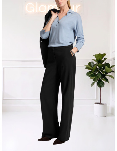 Pantaloni Neri Eleganti a Gamba Ampia | Elena Mirò