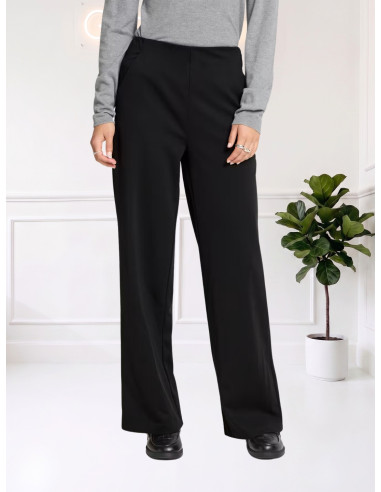 Pantaloni Wide Leg Neri Donna in Maglia | ICHI