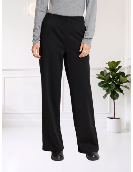 Pantaloni Wide Leg Neri Donna in Maglia | ICHI