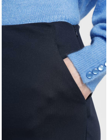 Pantaloni Wide Leg Blu Total Eclipse in Maglia | Ichi