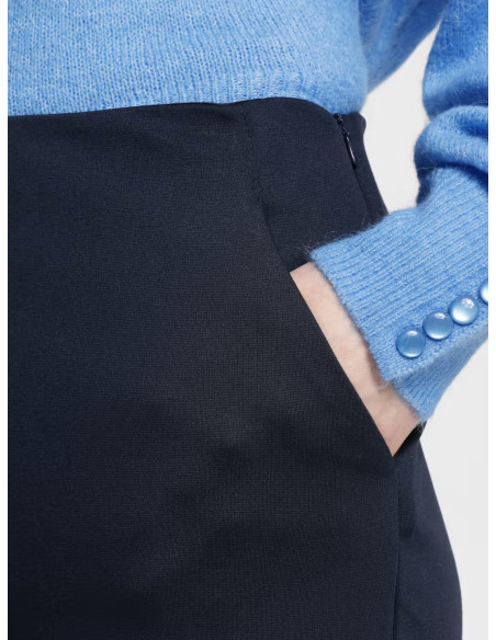 Pantaloni Wide Leg Blu Total Eclipse in Maglia | Ichi