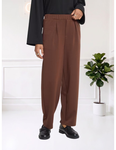 Pantaloni Ampi Caffè con Pinces | Ichi