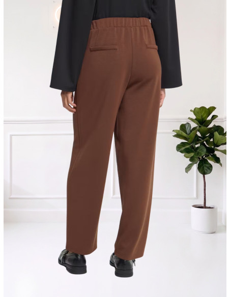 Pantaloni Ampi Caffè con Pinces | Ichi