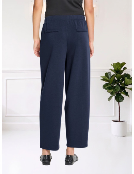 Pantaloni Ampi Blu Dark Navy con Pinces | Ichi