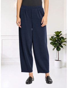 Pantaloni Ampi Blu Dark Navy con Pinces | Ichi