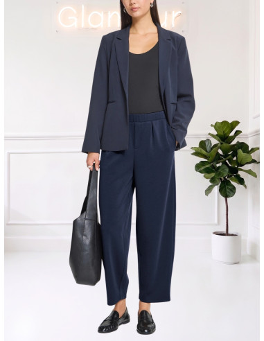Pantaloni Ampi Blu Dark Navy con Pinces | Ichi
