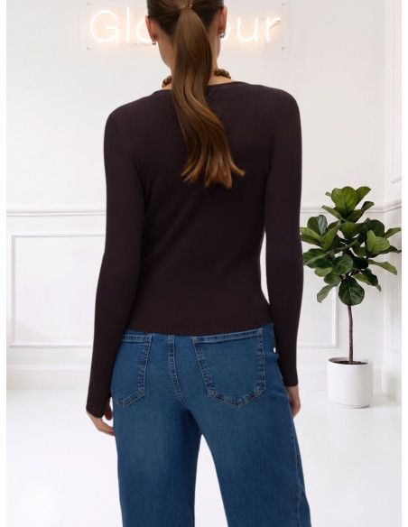 Cardigan a Coste Cioccolato con Scollo a V | Vero Moda