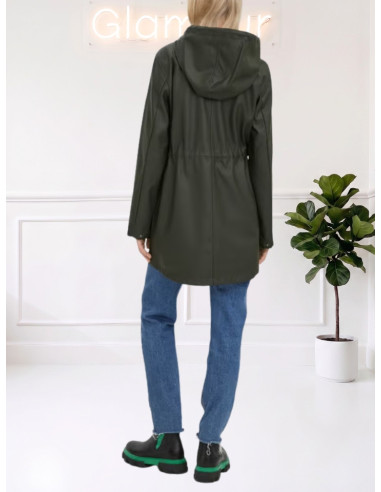 Giacca Impermeabile Cerata Verde Scuro | Vero Moda