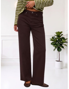 Jeans Wide Leg Donna Marroni a Vita Alta | Vero Moda