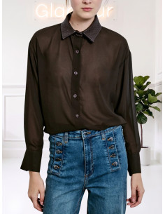 Camicia con collo eco MOKA