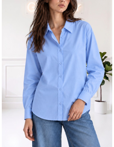 Camicia Donna Azzurra dal Taglio Maschile | Le Streghe