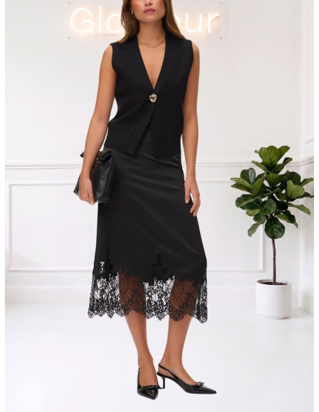 Gilet Elegante Nero Donna con Bottone Oro | Vero Moda