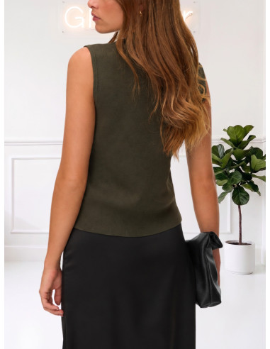 Gilet Elegante Verde Scuro Donna con Bottone Oro | Vero Moda