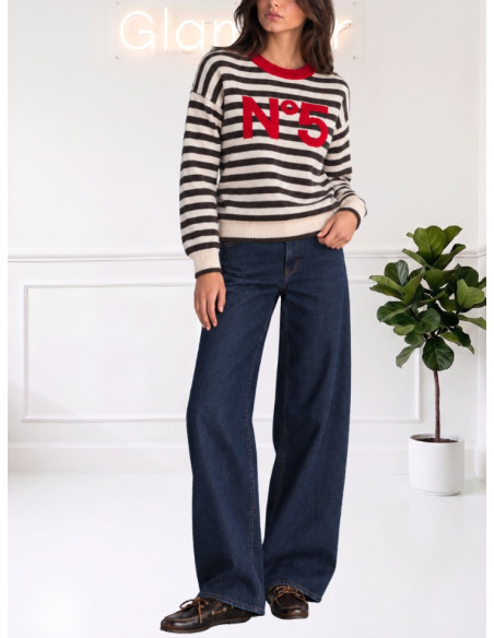 Pullover Donna a Righe N°5 Moro Rosso | Tensione In