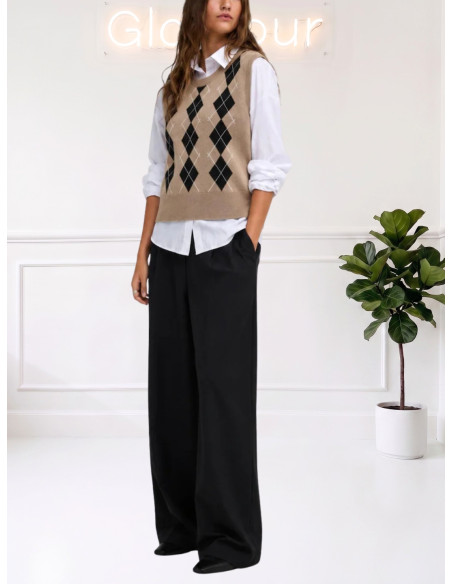 Gilet Donna in Maglia a Rombi Tabacco | Vero Moda