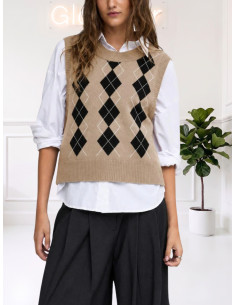 Gilet Donna in Maglia a Rombi Tabacco | Vero Moda