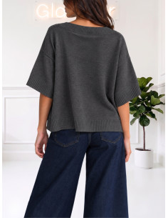Maglia manica corta collo a tartaruga ANTRACITE
