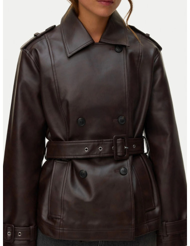 Giacca Doppiopetto Ecopelle Cioccolato | Vero Moda