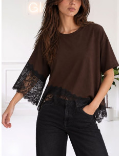 Maglia inserti pizzo moro A26DL405