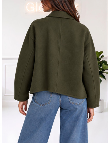 Cappotto Corto Donna Verde Militare | Tensione In