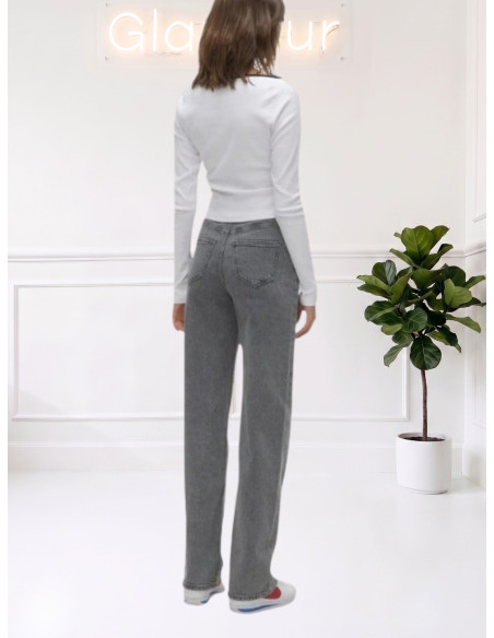 Jeans Wide Leg Grigio Denim a Vita Alta | Vero Moda