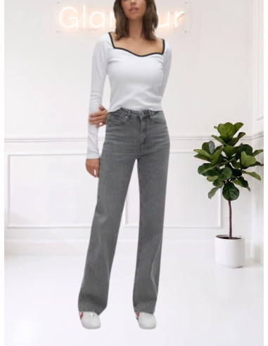 Jeans Wide Leg Grigio Denim a Vita Alta | Vero Moda