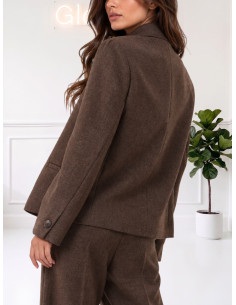 Giacca Sartoriale Sfiancata Moro con Collo alla Coreana -...