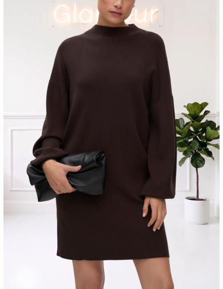 Vestito in Maglia Marrone con Collo Lupetto | Vero Moda