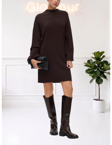 Vestito in Maglia Marrone con Collo Lupetto | Vero Moda