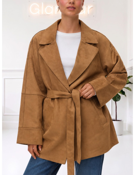 Trench Corto Scamosciato Cognac Donna | Vero Moda