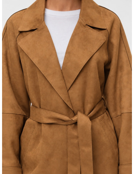 Trench Corto Scamosciato Cognac Donna | Vero Moda