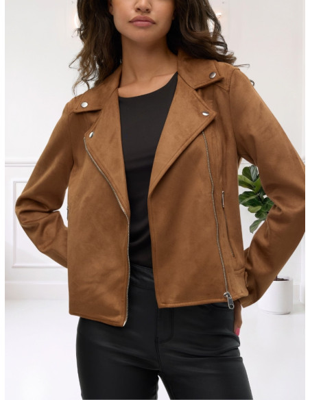 Giacca Chiodo Scamosciata Cognac | Vero Moda
