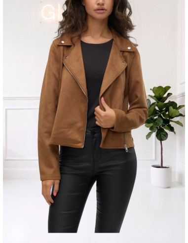 Giacca Chiodo Scamosciata Cognac | Vero Moda
