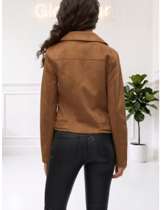 Giacca Chiodo Effetto Scamosciato Cognac - Vero Moda