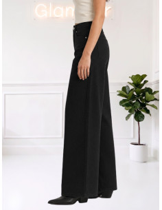Jeans Wide Leg a Vita Alta Nero - Le Streghe