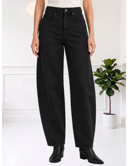 Jeans Barrel Neri a Vita Alta Donna | Vero Moda