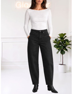 Jeans Barrel a Vita Alta Denim Nero - Vero Moda