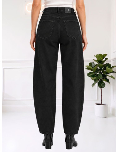 Jeans Barrel Neri a Vita Alta Donna | Vero Moda