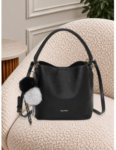 Borsa a Secchiello Nera con Pompon | Mimi-Muà