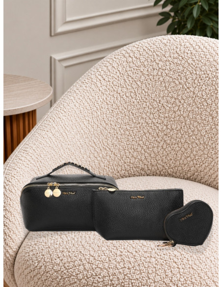 Set 3 Beauty Case e Pochette Nero | Mimi-Muà