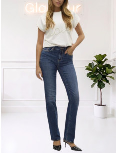 Jeans Straight Leg a Vita Media Denim Blu Scuro - Vero Moda