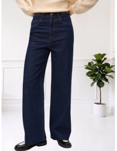 Jeans wide applicazione catena