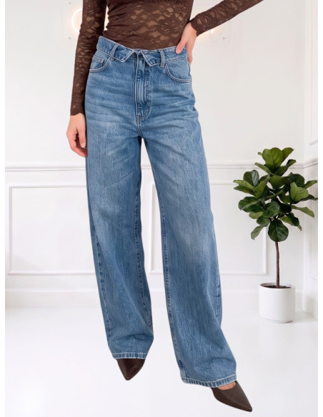 Jeans Wide Leg con Cinturino Risvoltato | Motel